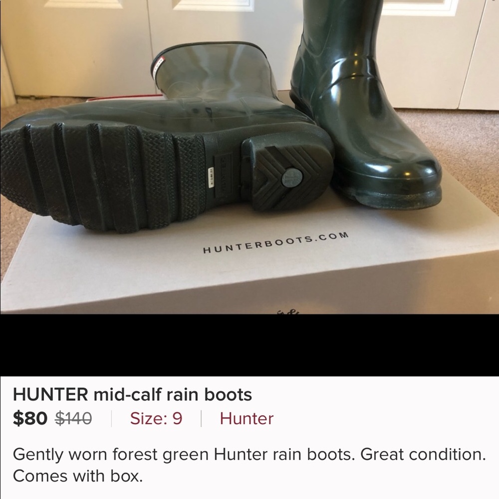 forest green Hunter rain boots